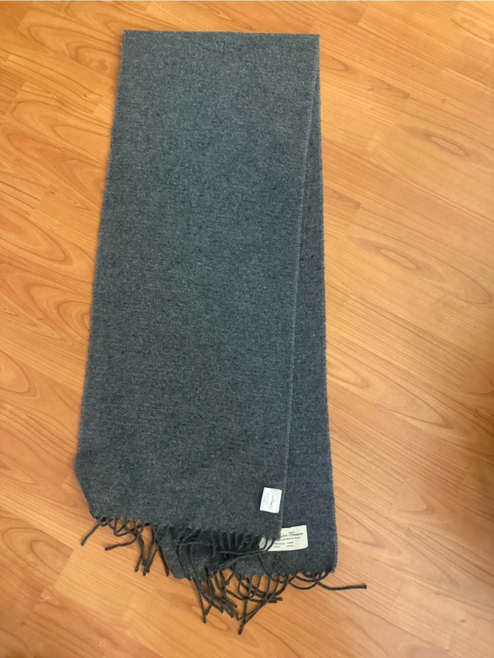 Italian Woollen Treasures Mens Gray Wool Neck Warmer Rectangle Scarf